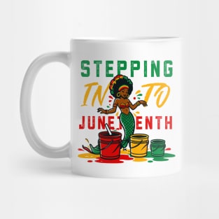 Stepping Into Juneteenth African American Melanin Mermaid Mug